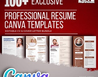100+ Professional Resume Canva Templates | Editable CV & Cover Letter Bundle