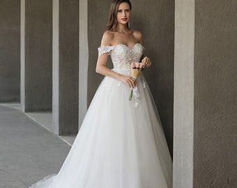 Abito da sposa A-Line, Abito da sposa Boho, Abito da sposa senza maniche, Abito da sposa in pizzo, Abito da sposa in raso, Abito da sposa personalizzato