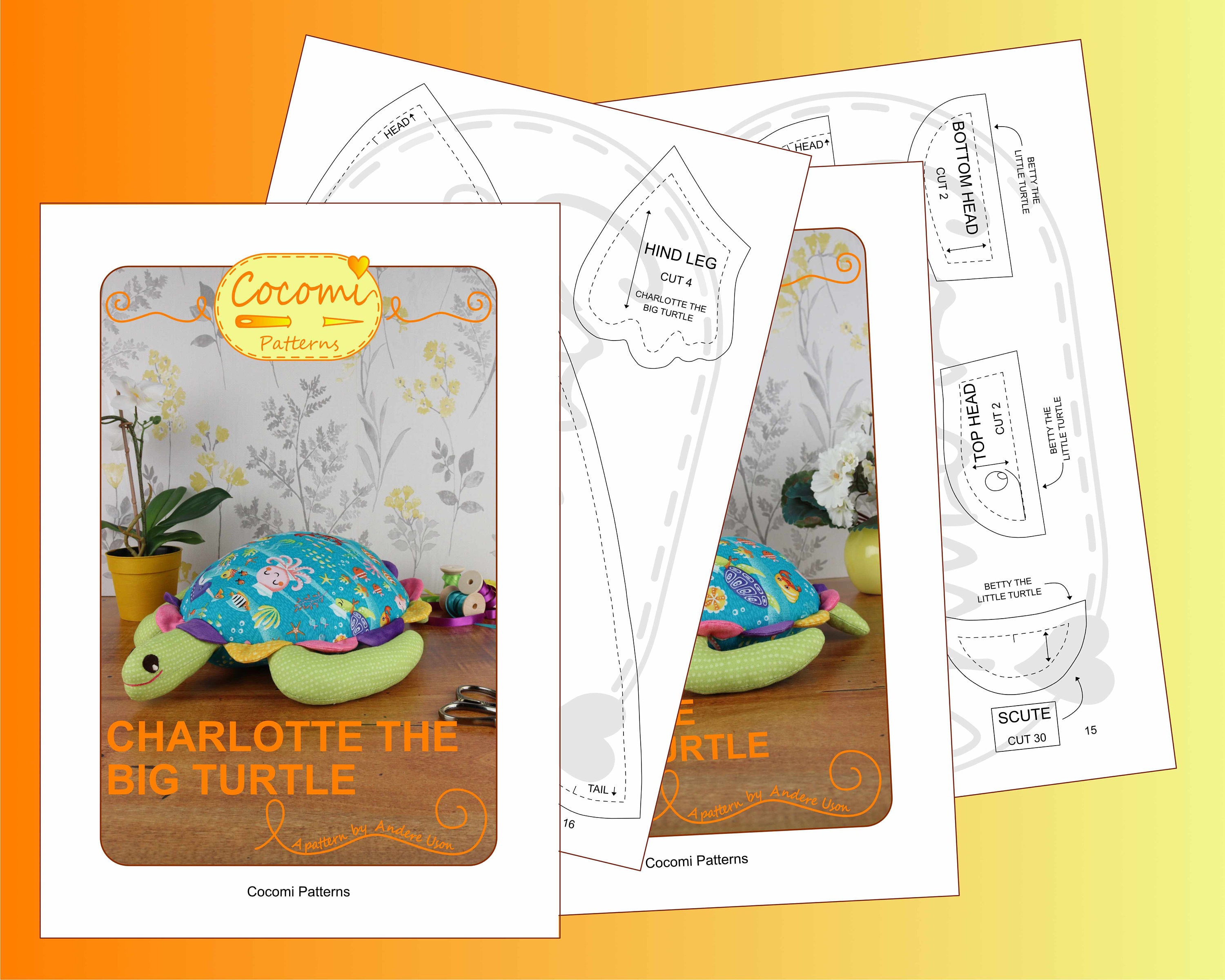 Soft Turtle Sewing Patterns, Soft Toy Pdf Sewing Pattern and Tutorial ...