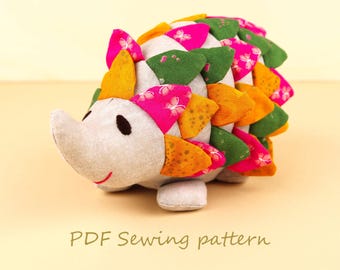 Soft hedgehog toy sewing pattern, Little stuffed animal pdf tutorial to sew, Plushie hedgehog pattern instant download for diy crafts