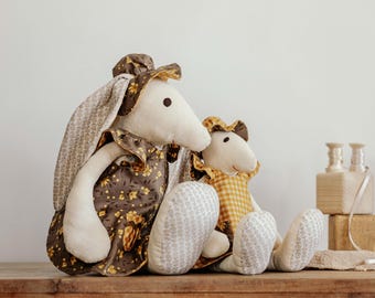 Soft rabbit sewing pattern, Stuffed bunny pdf tutorial, Craft pattern to sew plushies