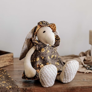 Memory bunny sewing pattern, Plush rabbit with clothes tutorial to sew, Step by step pdf for stuffed animal