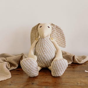 Plushie bunny sewing tutorial, Memory rabbit digital pattern, Plush animal instant download to sew
