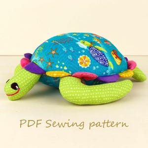 Turtle toy pdf sewing pattern, Little turtle tutorial for sewing stuffie, Stuffed animal pattern for baby digital download