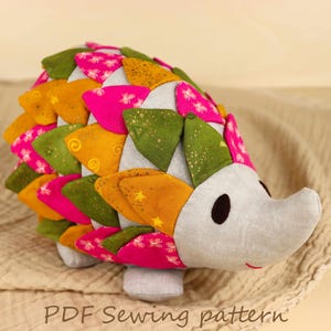 Plush hedgehog pdf sewing tutorial, Cute woodland animal toy digital pattern to sew, Big stuffie sewing instructions to download