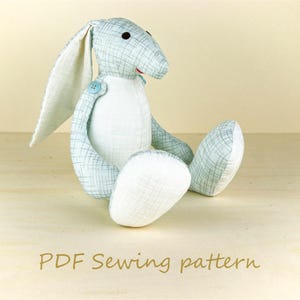 Plushie rabbit sewing pattern, Little cuddly bunny pdf tutorial, Stuffed animal sewing instructions for baby