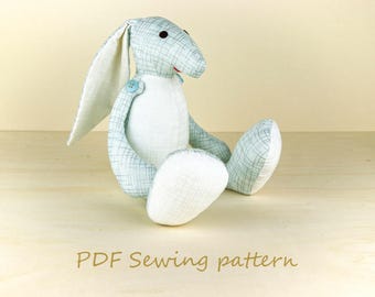 Plushie rabbit sewing pattern, Little cuddly bunny pdf tutorial, Stuffed animal sewing instructions for baby