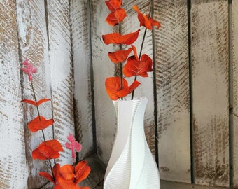 Vase im Spiralstil, 3D-gedruckt, weiß, trendiges Dekor, Wohndekoration, moderne Hausdekoration. Geschenk für Kunstliebhaber