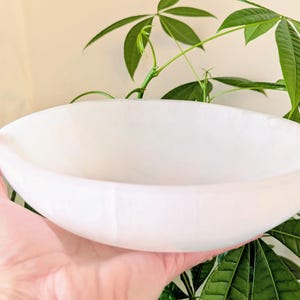 Selenite Bowl 8&quot; - Extra Large Selenite Round Crystal Bowl - Selenite Polished Charging Bowl - Bowl For Crystals