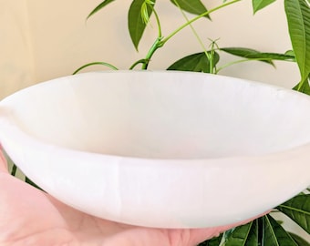 Large Selenite Crystal Charging Bowl 8" Polished Round