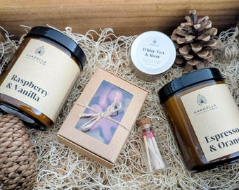 Set regalo di candele di cera di soia: set di 4 candele, regali per le feste, crea la tua confezione regalo, set regalo di candele profumate per lei