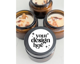 Custom Logo Candle Favors – Corporate Gifts for Clients & Employees – Events Gifts - 1oz Amber Jar Candles – 10/25/50 Bulk Pack