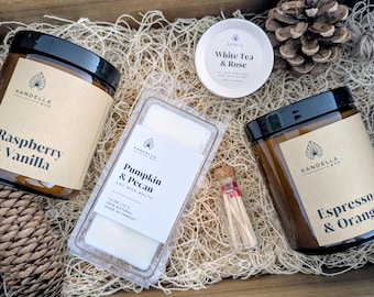 Confezione regalo di candele di cera di soia: set di 4 candele, regali per le feste, crea la tua confezione regalo, set regalo di candele profumate per lei, candela di San Valentino