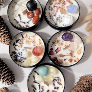 Intention Candles Infused with Crystals and Herbs, Herbal Intention Candles | Mother's Day Candle Gift