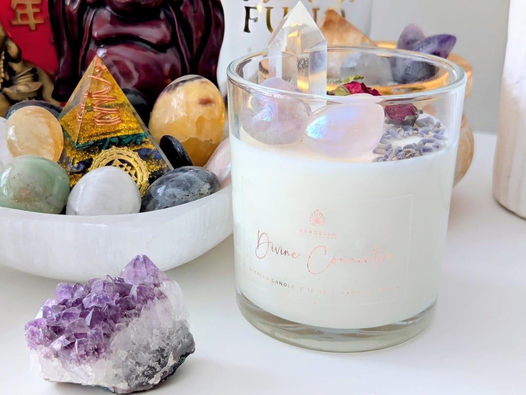 Self Love Intention Soy Wax Candle With Crystals, Herbs & Flowers - Etsy