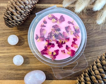 Love Spell Scented Soy Wax Melt Clamshell With Rose Petals | Choose Your Scents | Eco-Friendly & Long-Lasting | Perfect for Gifting