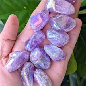 Angel Aura Amethyst Quarz Trommelsteine: Wählen Sie Wie viele Edelsteine