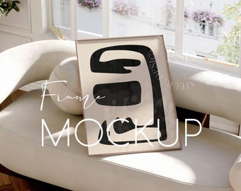 Premium Elegant Minimalistic Frame Mockup PSD File, 5x7 ratio Mockup for Posters, Prints, Wall Art, Interior scene Mockup, Vertical Frame