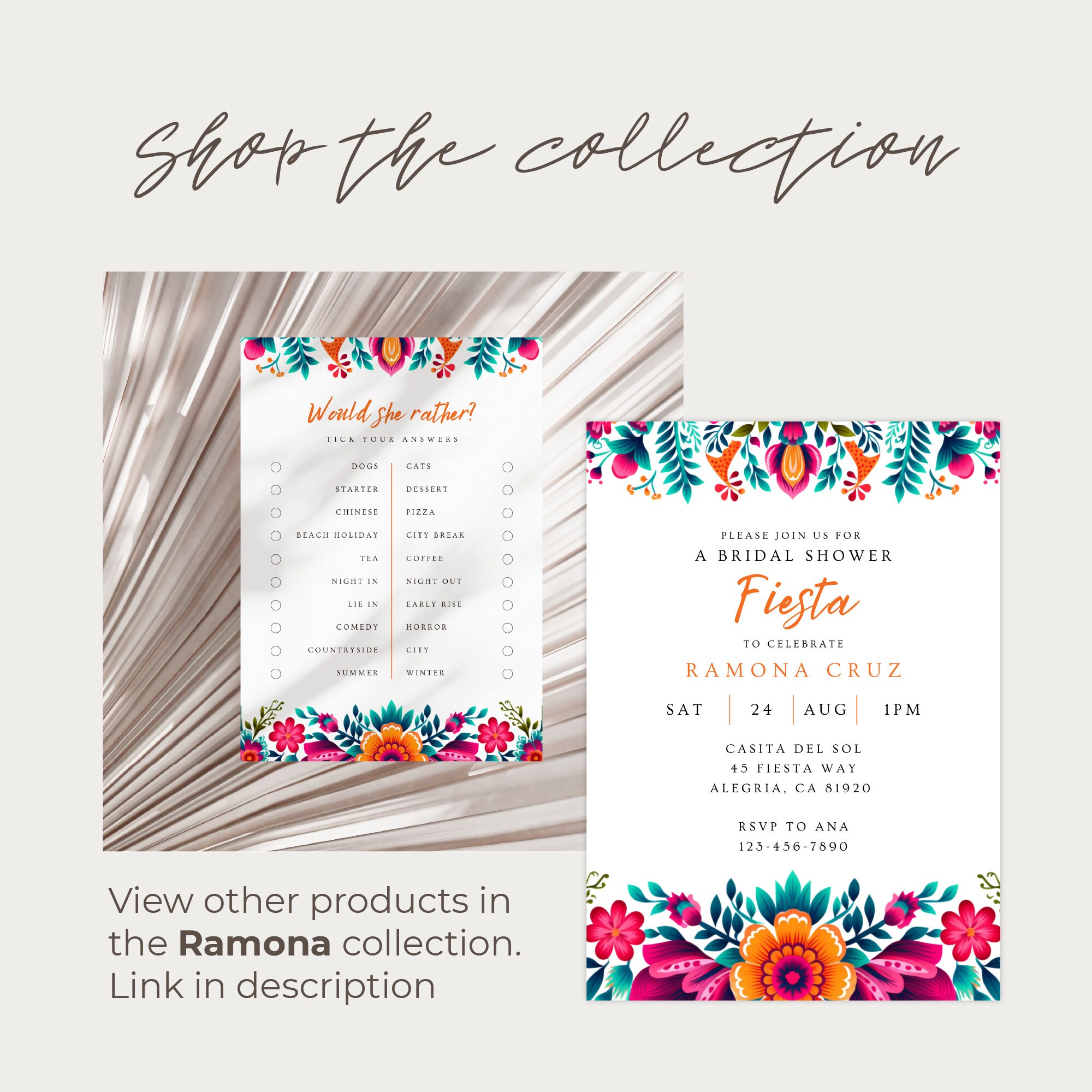 Fiesta Pattern Invite Fiesta Bridal Shower Invite Bundle, Invitation Set, Instant Download ...