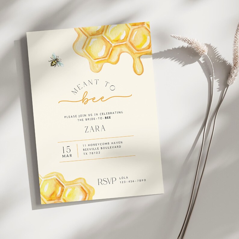 Meant to Bee Bridal Shower Invitation Template, Bride to Bee, She Found ...