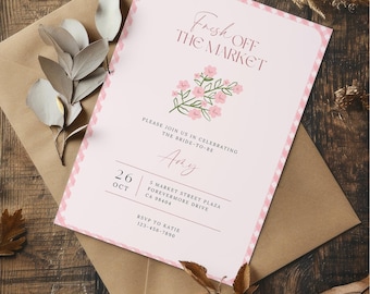 Fresh Off The Market Bridal Shower Invitation Template, She's Off The Market Printable Invite, Fruit Veg, Farmers, Editable PDF, Canva #Amy