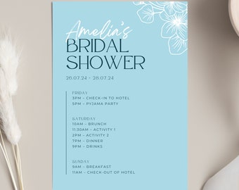 Something Blue Before I Do Bridal Shower Editable Itinerary, Dusty Blue, Printable Schedule, Instant Download Agenda Hen Do, Canva #Amelia