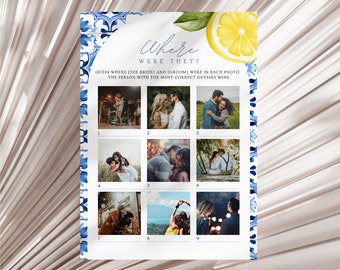 Amalfi Coast Bridal Shower Games, Where Were They, Italian Photo Guessing Game, Couples Party, Canva Edit Template, Digital Download #Bella