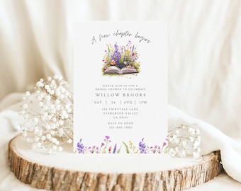 A New Chapter Begins Invite Template, Bridal Shower Printable Invitation, Storybook Fairytale Theme, Editable PDF, Canva, Hen Party #Willow
