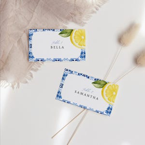 Plaatskaarten bruids douche Amalfikust, tafelnaambordsjabloon, Positano Bach Weekend Decor, Italiaans thema lunchdiner, Canva Edit #Bella