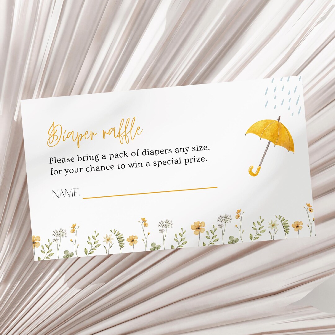 April Spring Raffle Diaper Raffle Cards Printable, April Showers Bring May Flowers, Baby ...
