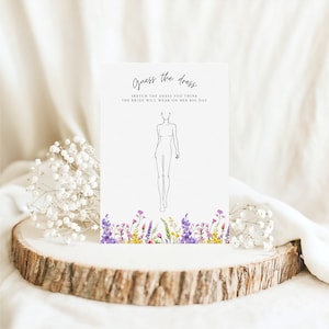 Verhalenboek vrijgezellenfeestjes, Guess The Dress-sjabloon, A New Chapter Begins, Sketch-trouwjurk, Canva Edit, Hen Do, Fairytale #Willow