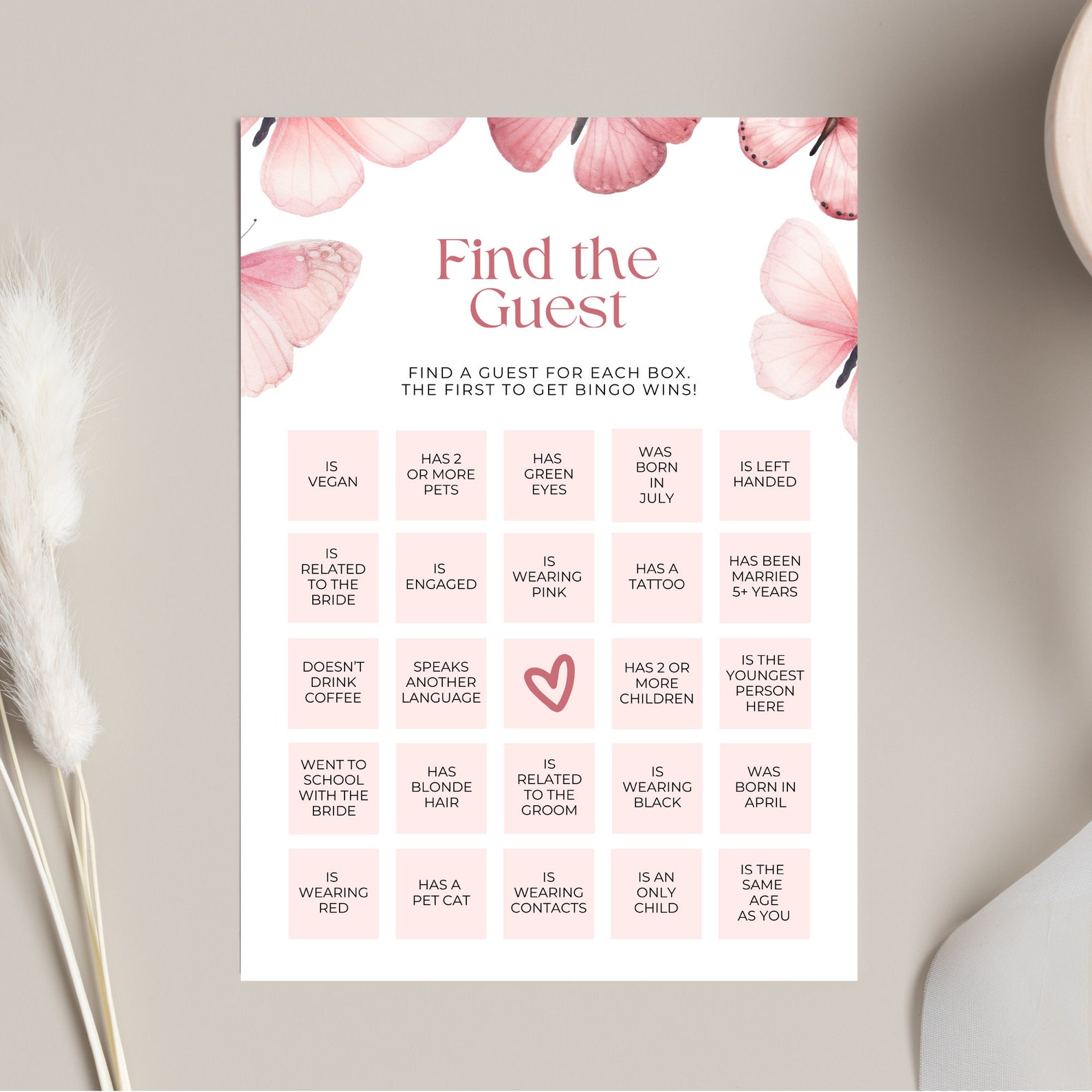 Butterfly Bridal Bingo Template, Here's to a Lifetime of Butterflies ...