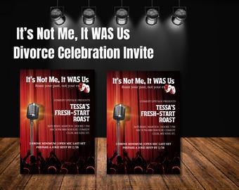 Funny Divorce Party Invite: Comedy Roast Night, Canva Template (Digital Download))