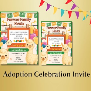 Forever Family Adoption Fiesta Invitation: Editable Celebration Template
