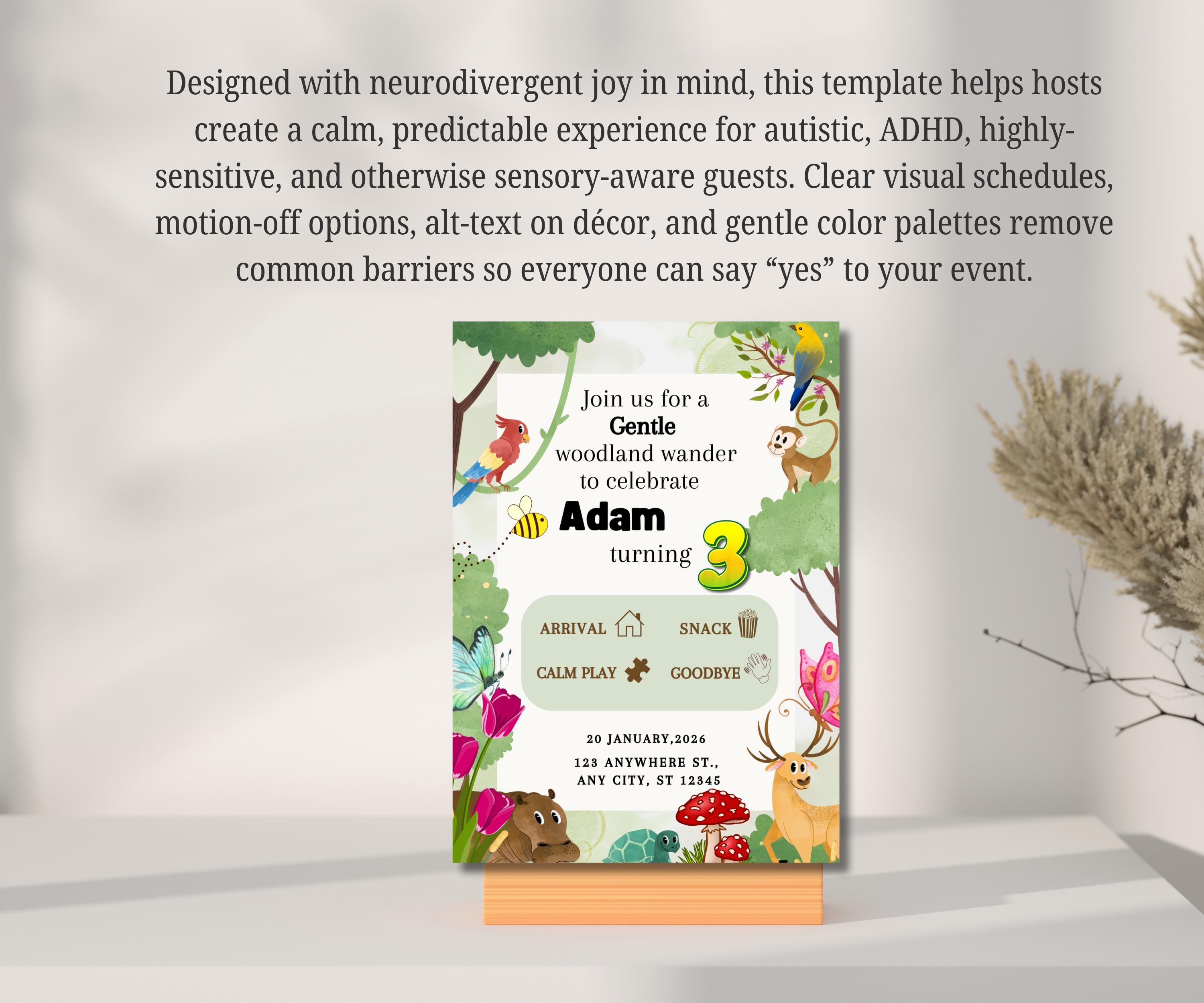 Quiet Forest Birthday Sensory-friendly Invitation | Autism & ADHD ...