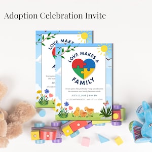 Adoption Celebration Invitation: Forever Family, Editable Template
