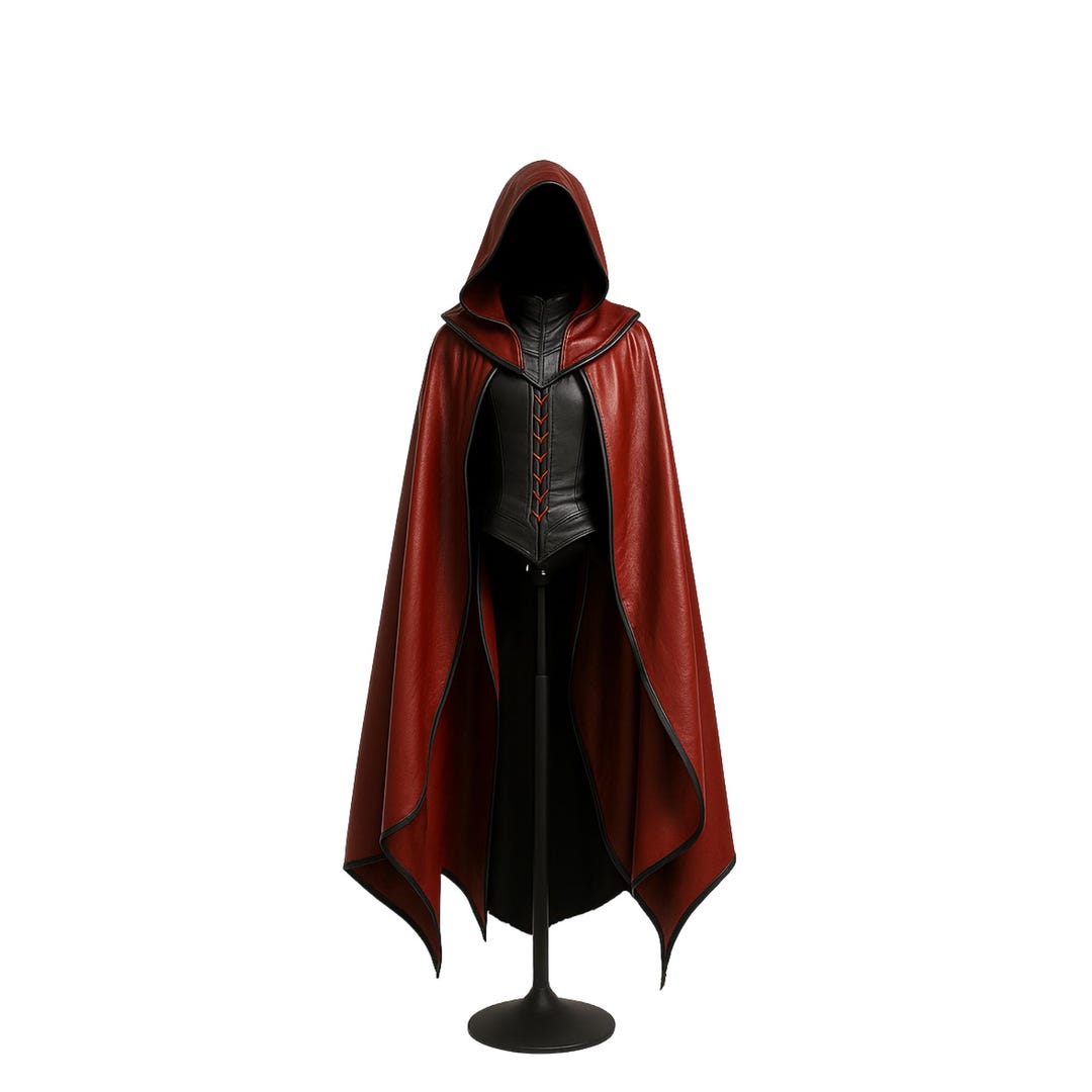 Mittelalter Umhang Kapuze Gothic LARP – Weinroter Cape Mantel Aus Dicker Baumwolle, Einheitsgröße 46-54 Für Knecht, Vampir & WGT