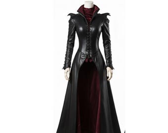chinese dress ladies Faux Leather Gothic Dress with Harness and Grommets