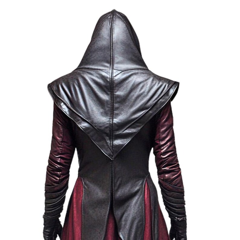 Trial Robe Crimson Leather Hooded Cloak: Medieval Witch Trials Robe - Cosplay LARP ...