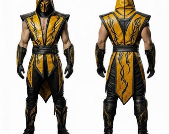 Handmade Leather Scorpion Suit: Infernal Challenger Mortal Kombat Cosplay