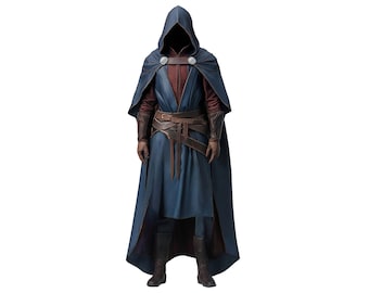 The Shadowed Ranger -  Leather Medieval Fantasy Cloak & Gandalf - Leather Wizard Hooded Cloak With Vest -  Wizard Robe Festival Outfit