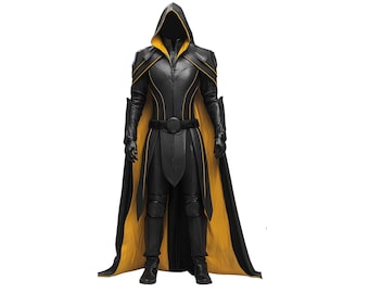 Leather Hooded Cloak with Armor: Medieval Cosplay Costume
