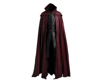 Handmade Leather Vampire Cloak with Vest: Dracula Costume