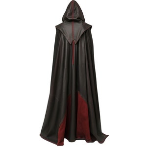 Handmade Red & Black Leather Medieval Hooded Cloak Leather Cloak With Suit For Cosplay Hooded Cloak Leather Gift For Men image 2