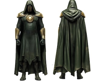 Handmade Green Leather Hooded Cloak – Medieval Warlord Cosplay Costume