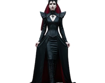 Handmade Leather Corset Gown: Gothic Wedding Dress, Evil Queen Cosplay