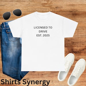 Licentie om te rijden Unisex zwaar katoenen T-shirt, grappig rijcadeau, afstudeershirt, nieuwe chauffeurskleding, zomerse vrijetijdskleding, cadeau voor hem/haar