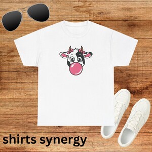 T-shirt unisexe en coton épais à motif vache mignonne, chemise amusante avec des animaux de la ferme, cadeau mignon pour les enfants, tenue décontractée de tous les jours, t-shirt de style campagnard