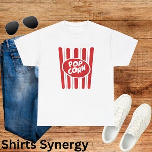 Popcorn costume tshirt Popcorn Lover&#39;s Unisex Heavy Cotton Tee, Movie Night Shirt, Cinema Apparel, Snack Time Tee, Fun Gift for Film Buffs
