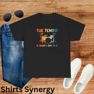 Drummer&#39;s Unisex Heavy Cotton Tee - Music Lover Gift, Casual Wear, Band Merchandise, Unique Drumming Shirt, The Tempo Design